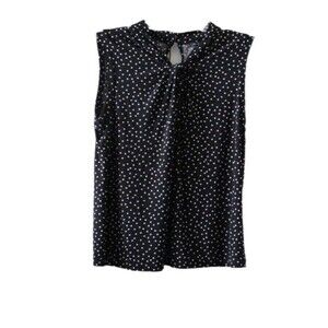 Tommy Hilfiger Women's Size L Black With White Polka Dots Keyhole Nekline NWT
